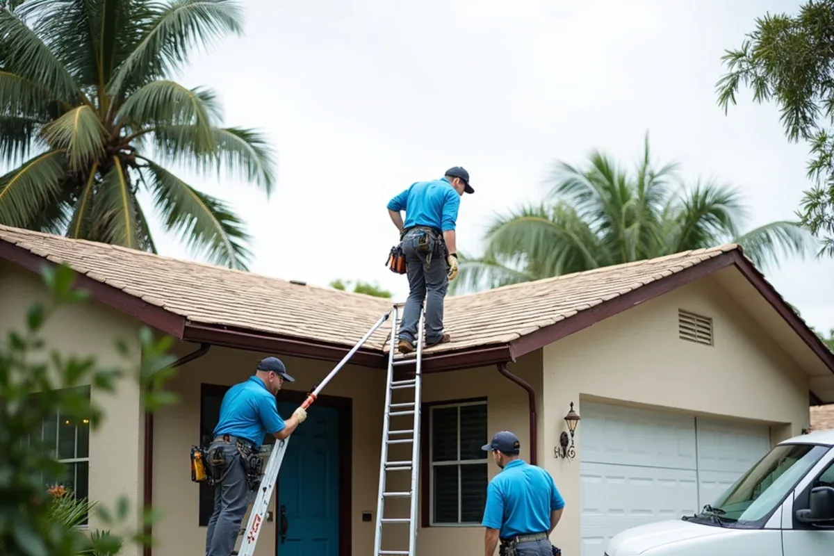 Flat-roof Florida room addition with a single scupper on an older Hollywood-style home