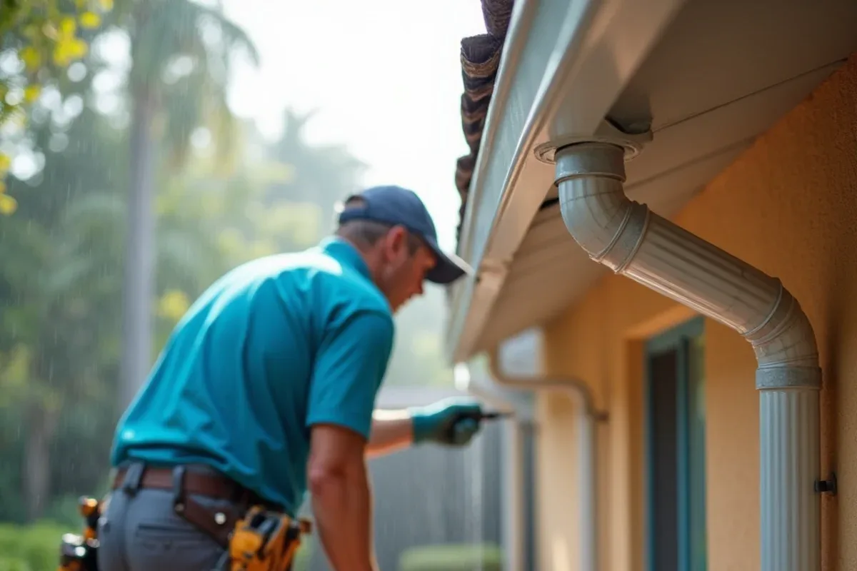 Water dripping from several seam joints along an older sectional aluminum gutter