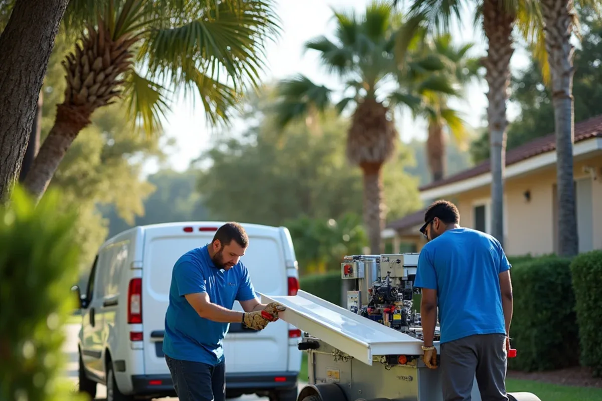 Seamless gutter being roll-formed in a West Park driveway for a first-time install