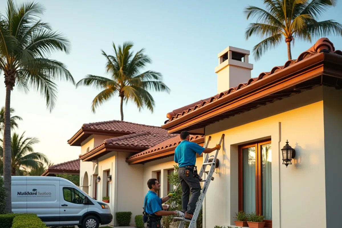 Mediterranean-style Palm Beach County home with copper half-round gutters